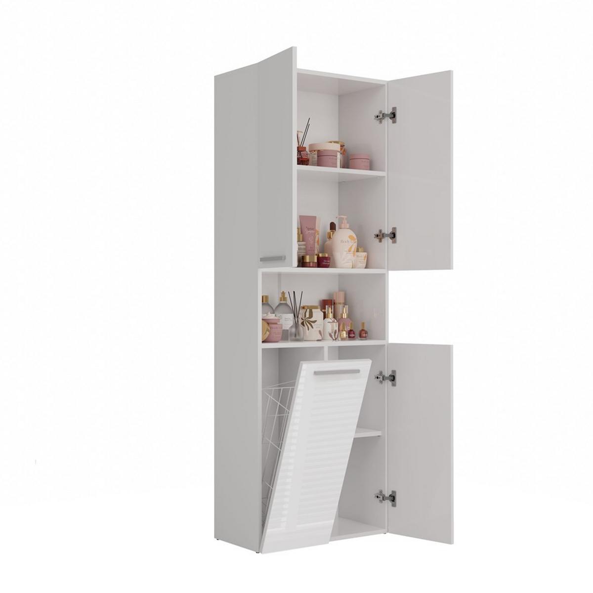 BADEZIMMERSCHRANK Weiß, Hochglanz Weiß 60/174/30 - Weiß, Holzwerkstoff (60/174/30cm) - RAUMHIRSCH FURNITURE