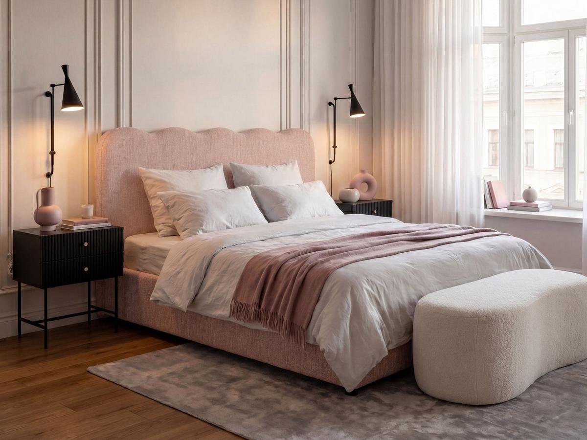 BETT mit Stauraum 180/200 Stoff Pastellrosa Nanterre - Pink, Textil (180/200cm) - Beliani