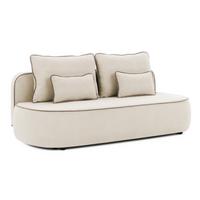 KINDERSOFA Vero im modernen und abgerundeten Design mit Schlaffunktion und Bettkasten aus Beige Plüschstoff mit tauper Paspel - Beige/Schwarz, Holz/Kunststoff (210/90/98cm) - S-Style Möbel