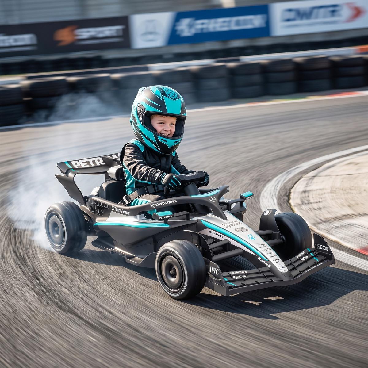 ELEKTRO-GO-KART Kunststoff Schwarz - Schwarz, Kunststoff (123/66/39cm) - AIYAPLAY