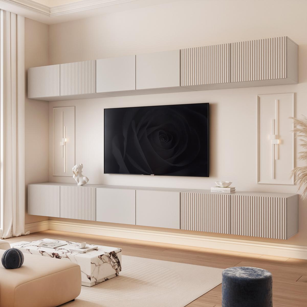TV-LOWBOARD ANGEL IX mit LED-Beleuchtung, 300 cm Kaschmir - Kaschmir, Holzwerkstoff (300/36/40cm) - Idohome
