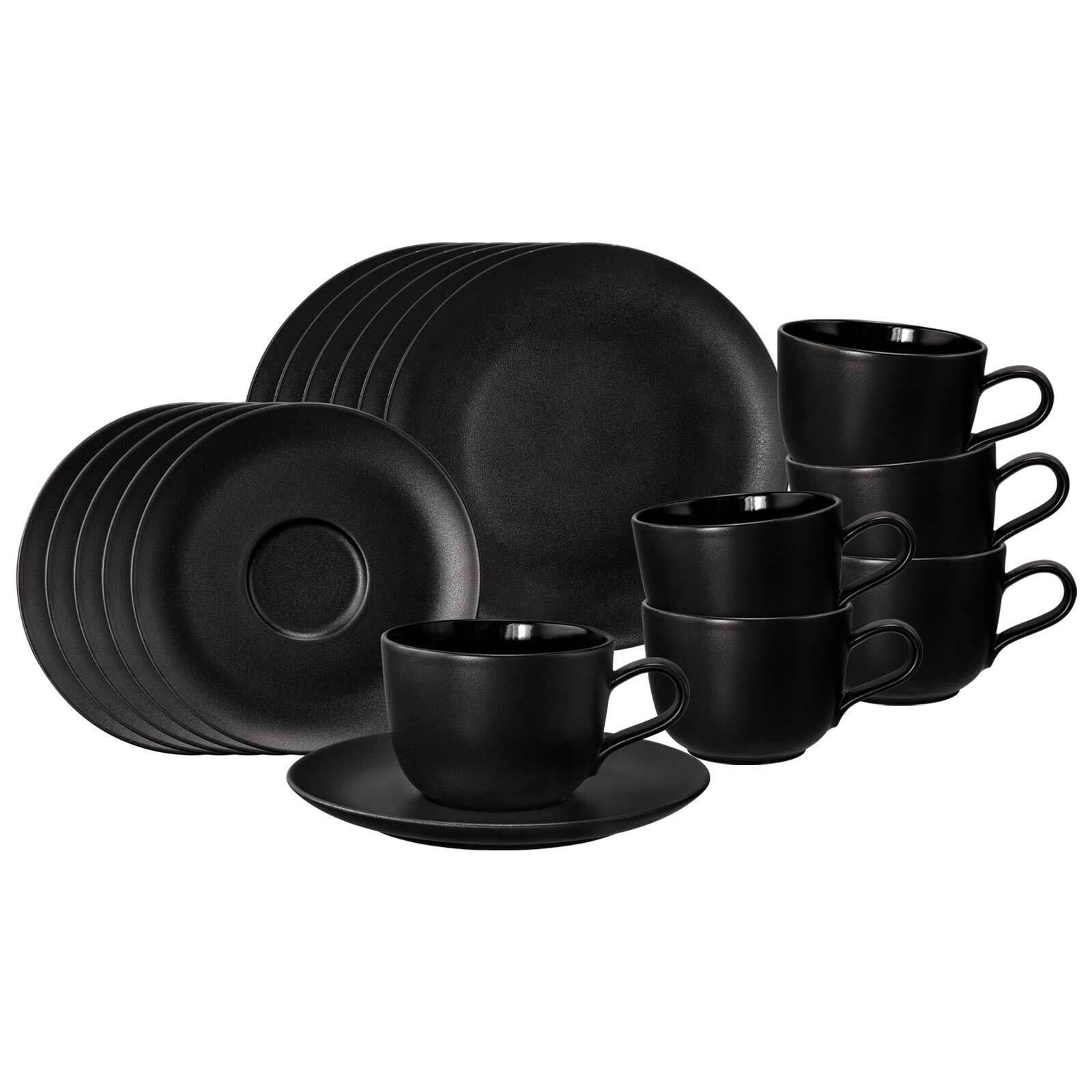 KAFFEESERVICE Liberty Velvet Black schwarz 18-tlg. - Schwarz, Keramik (2/2/2cm) - Seltmann Weiden