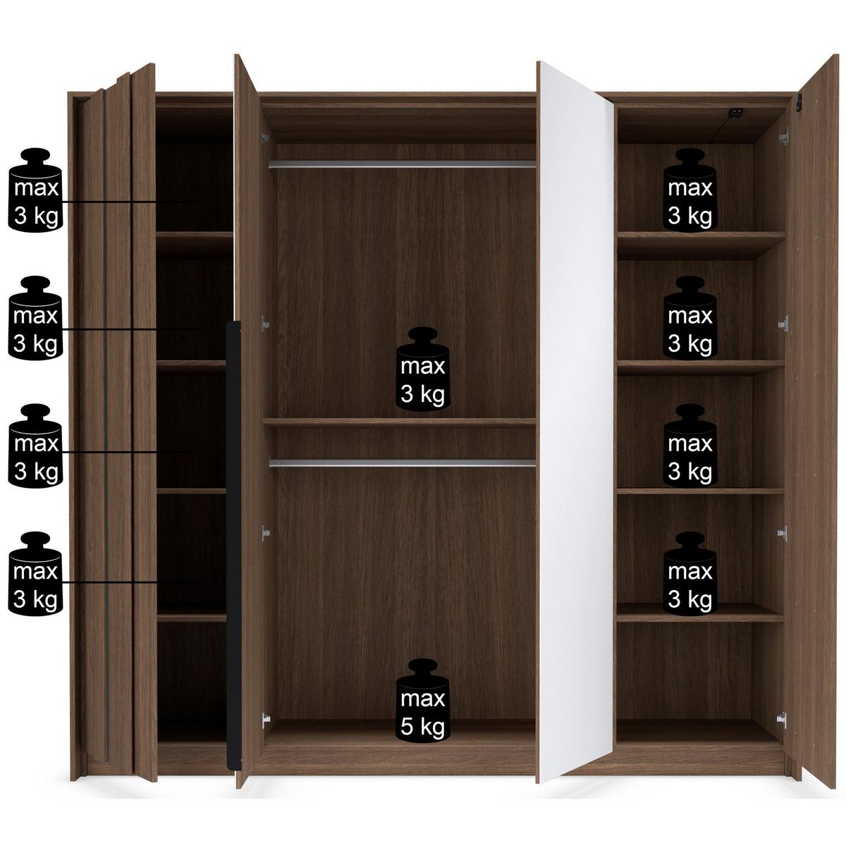 KLEIDERSCHRANK Amaro 223 cm - Eichefarben/Schwarz, Holzwerkstoff/Metall (223.2/210/59.6cm) - Selsey
