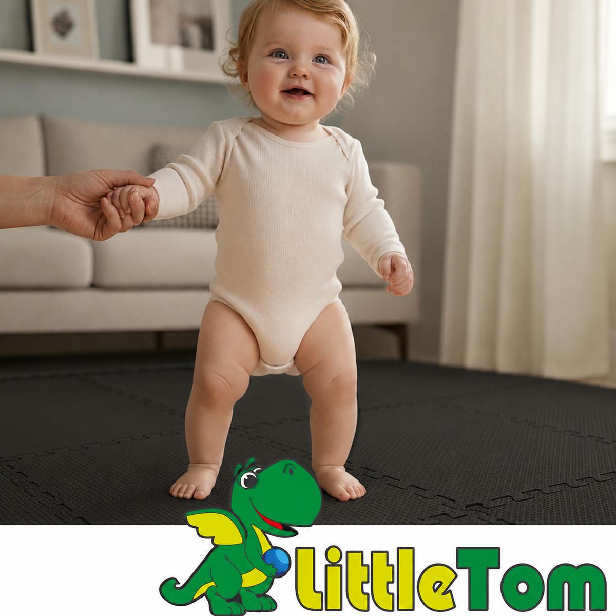 SPIELMATTE ab Null 90 cm Baby Puzzlematte Schwarz - Schwarz, Kunststoff (30/30cm) - Littletom