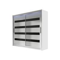 KLEIDERSCHRANK London XI, mit RGB LED Beleuchtung - Silberfarben/Weiß, Holzwerkstoff/Kunststoff (180/215/58cm) - MIRJAN24