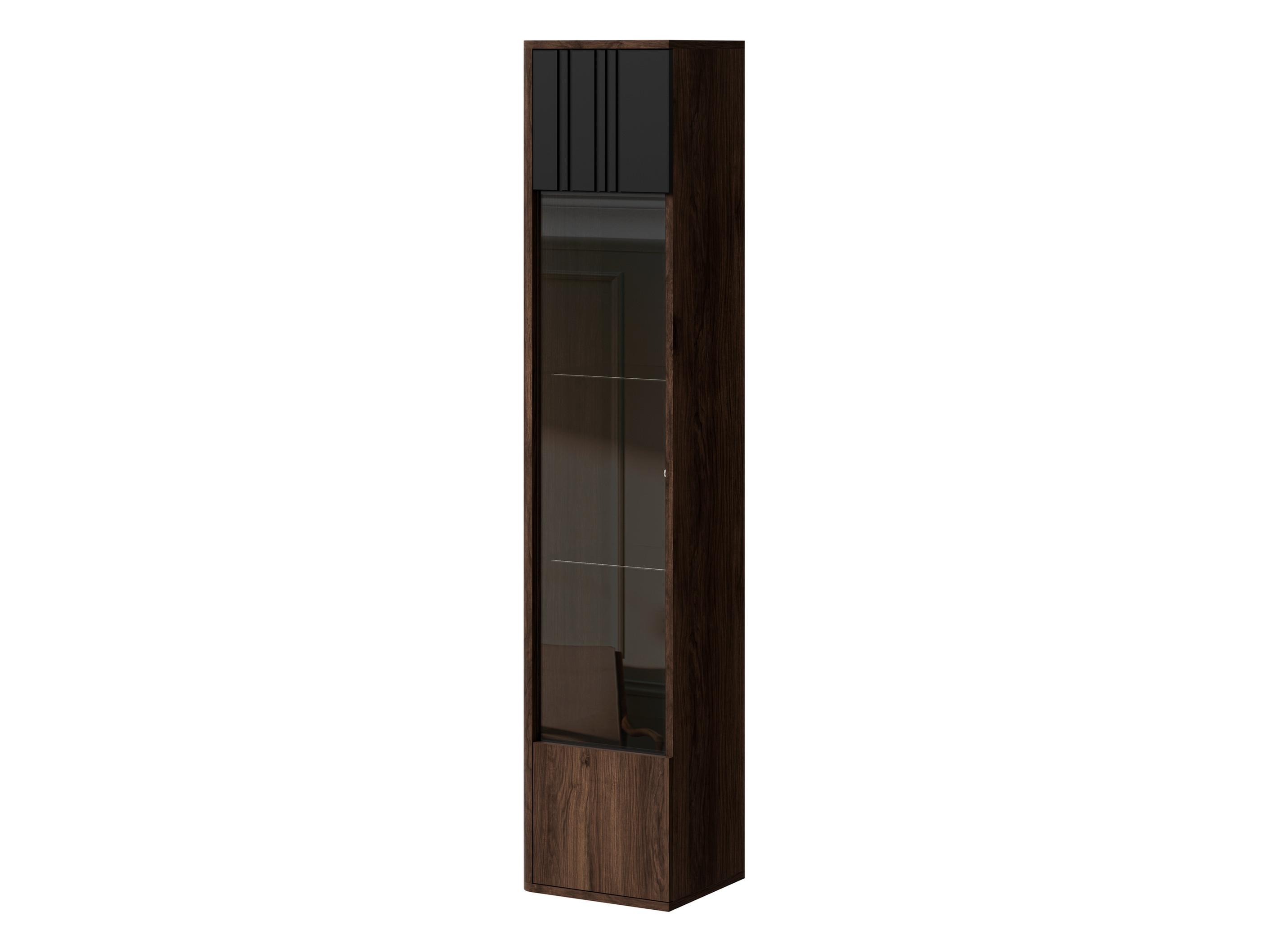 GLASVITRINE Philippe - Nussbaumfarben/Schwarz, Holzwerkstoff (36/164/31cm) - MIRJAN24