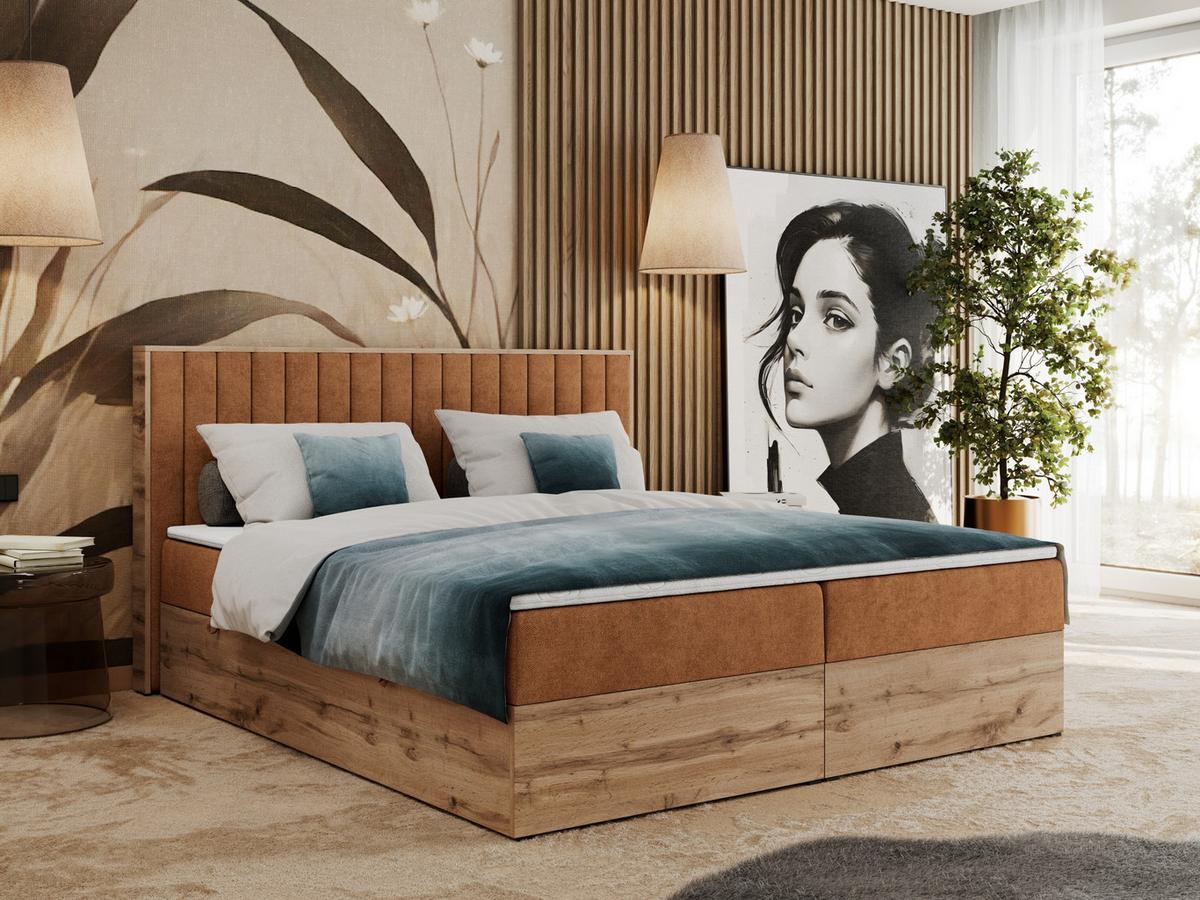 BOXBETT ALBERO 4 - 140/200 Orange Struktur - H3 - Orange, Holz/Textil (140/200cm) - MKS