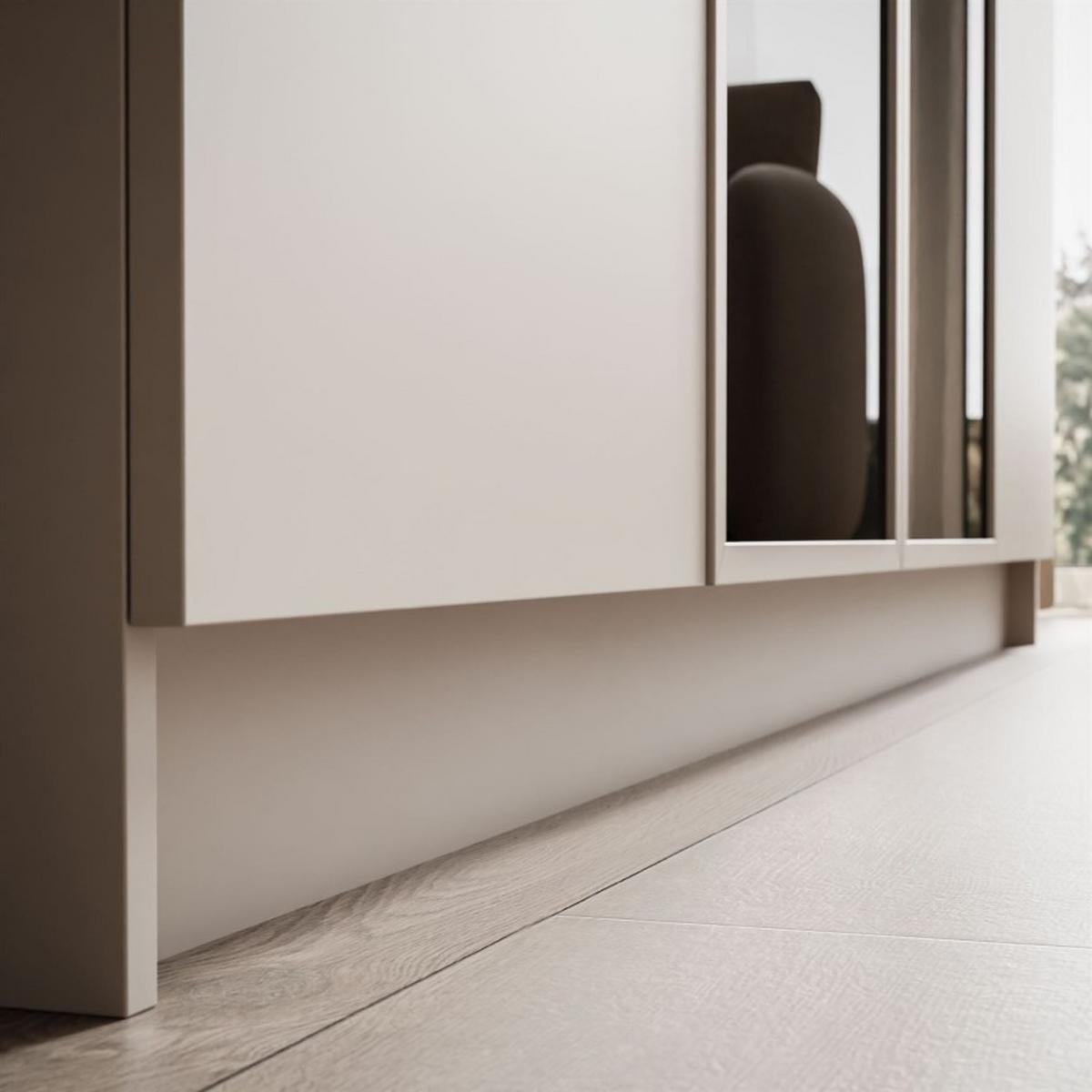 VIERTÜRIGER Schrank ATRIUM II mit Glasfront - Kaschmir, Holzwerkstoff (200/210/57cm) - Lookway