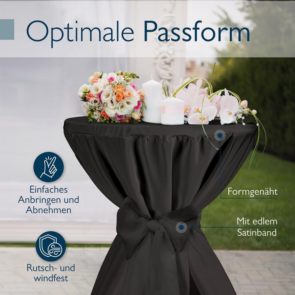 STEHTISCHHUSSE Premium Ø 80cm Schwarz - Schwarz, Kunststoff/Textil (80/145cm) - Beautissu 