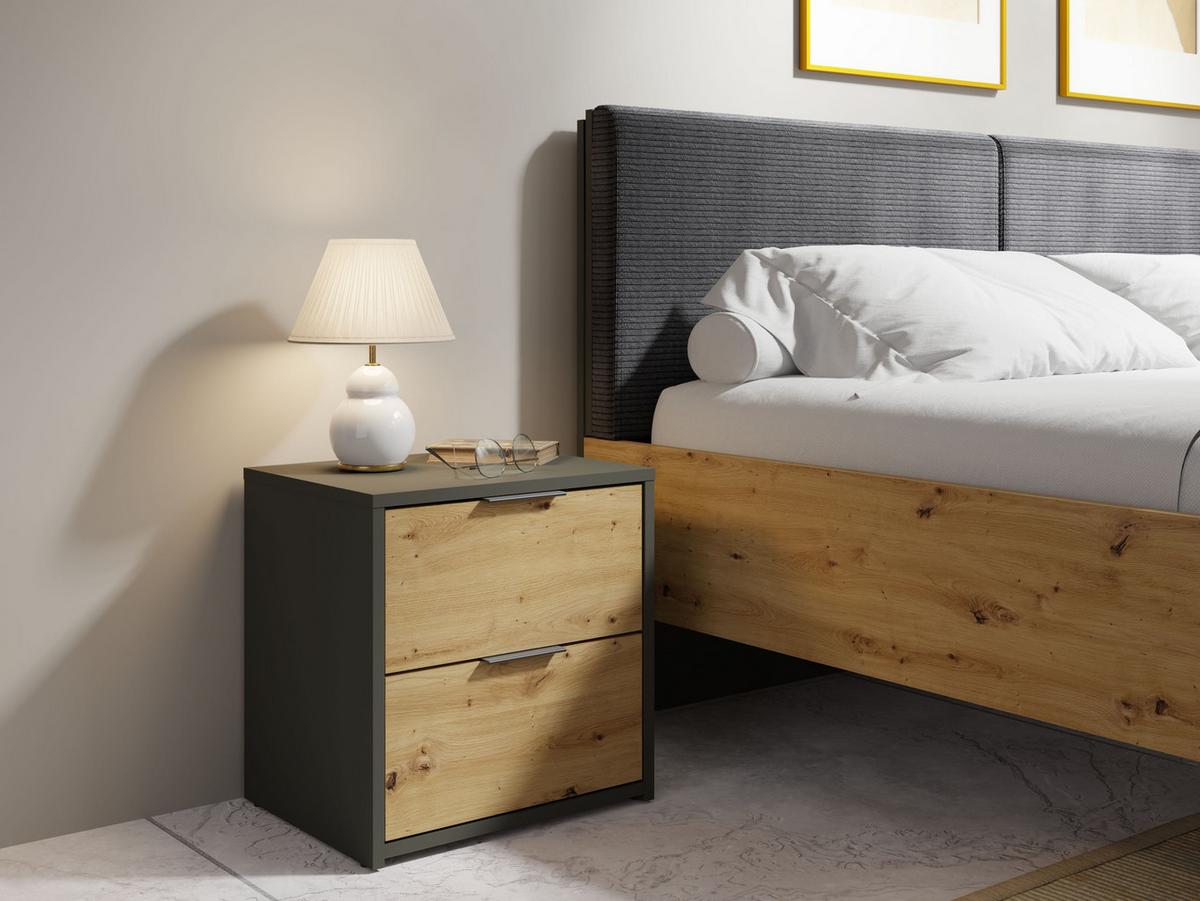 NACHTTISCH Graphit, Eiche Artisan 44/46/35 - Eiche Artisan, Holzwerkstoff (44/46/35cm) - RAUMHIRSCH FURNITURE
