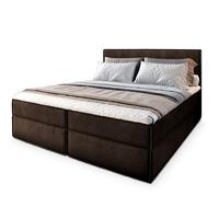 BOXBETT PELLIO 200x200 cm mit Matratze und Topper, H2+H3 - Braun - Braun, Holz (200/200cm) - MASSENO