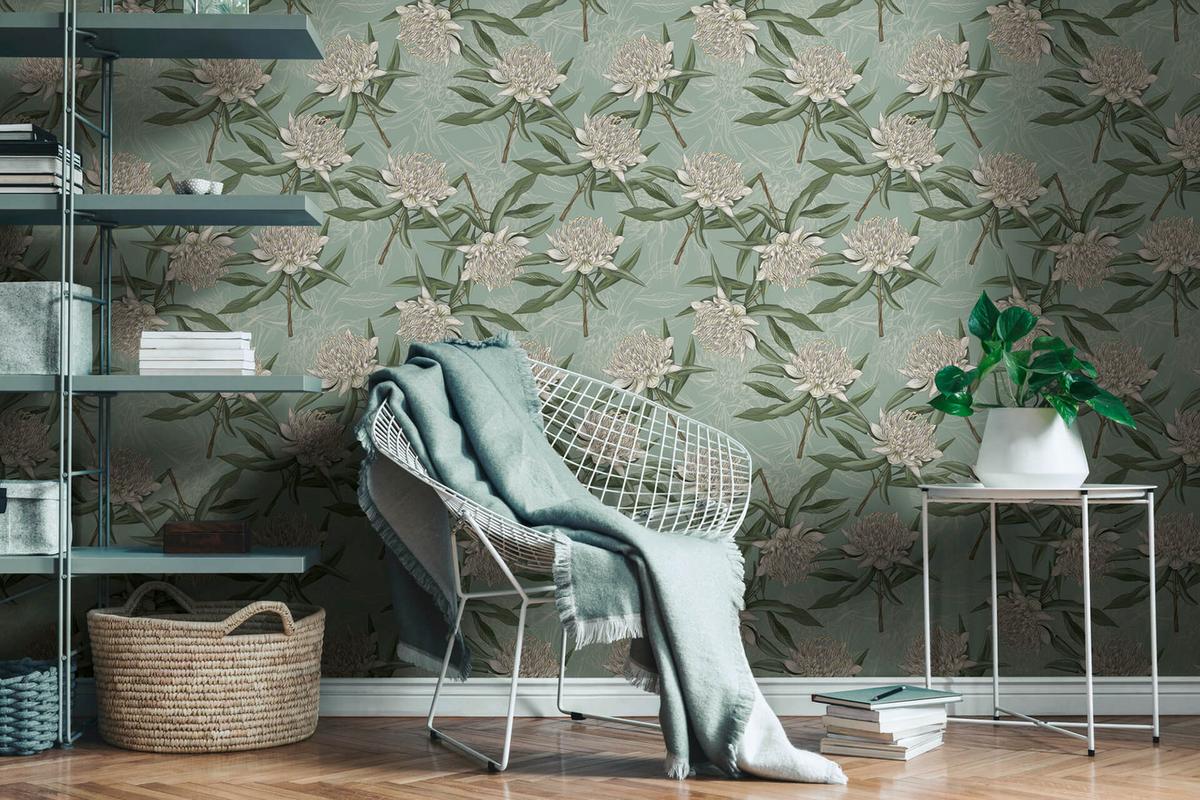 VLIESTAPETE Grün 53/1005 cm - Türkis, Textil (53/1cm) - KUNSTLOFT
