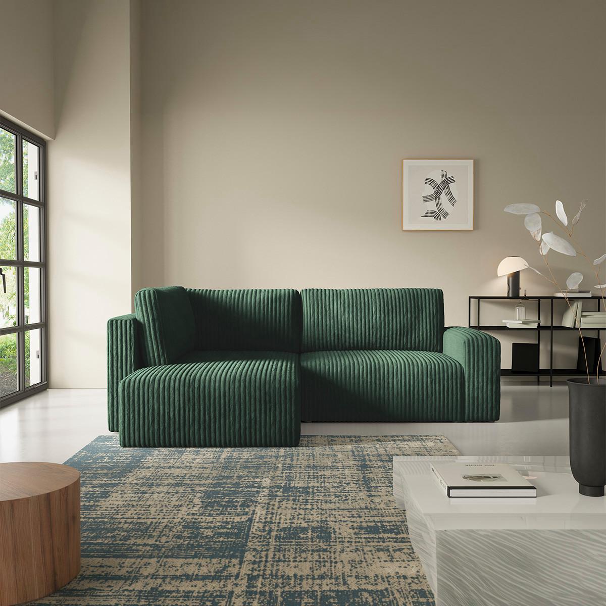 ECKSOFA Angela 4 Sitzplätze Tannengrün - Grün, Holz (245/182cm) - Petits-meubles