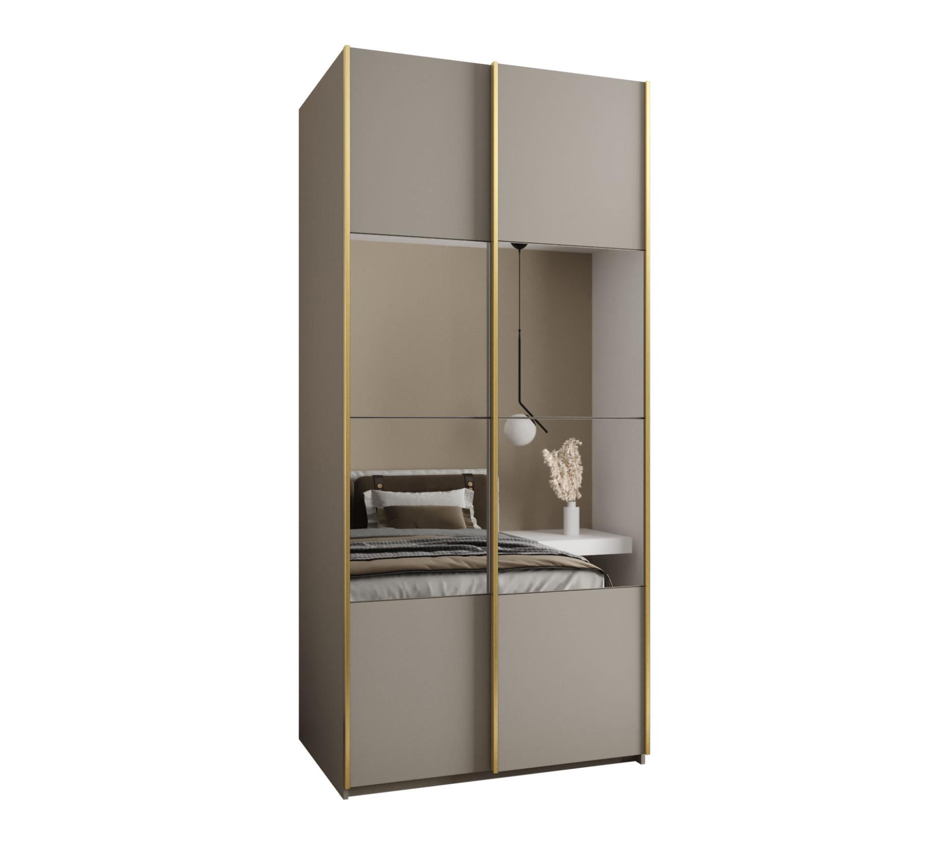 SCHWEBETÜRENSCHRANK 245,5/110/64 2-türig - Kaschmir/Goldfarben, Holz/Metall (110/245/64cm) - Abiks Möbel