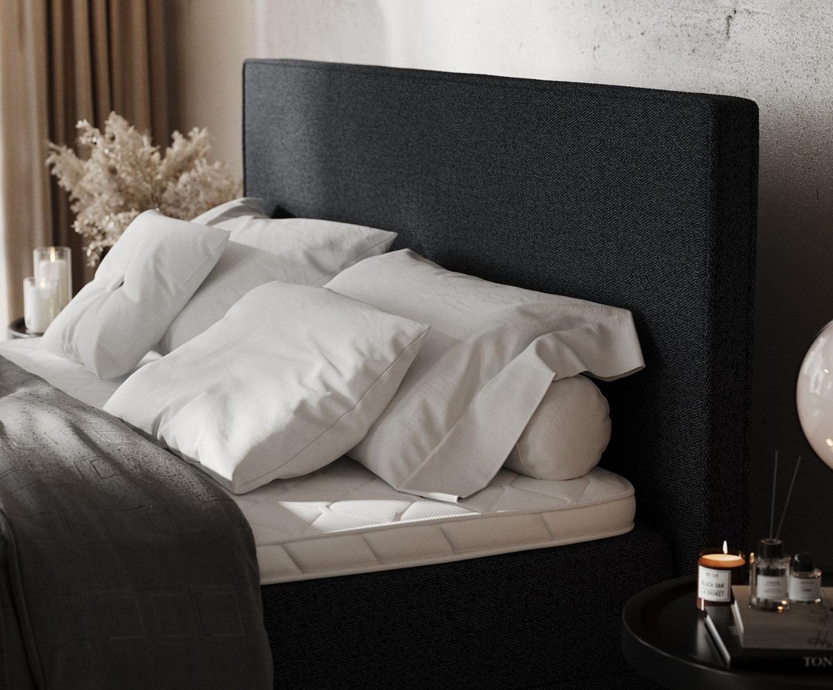 BOXBETT Velma 140/200 cm Anthrazit im Riva Stoff - Anthrazit/Schwarz, Holz/Holzwerkstoff (140/200cm) - AltaBeds
