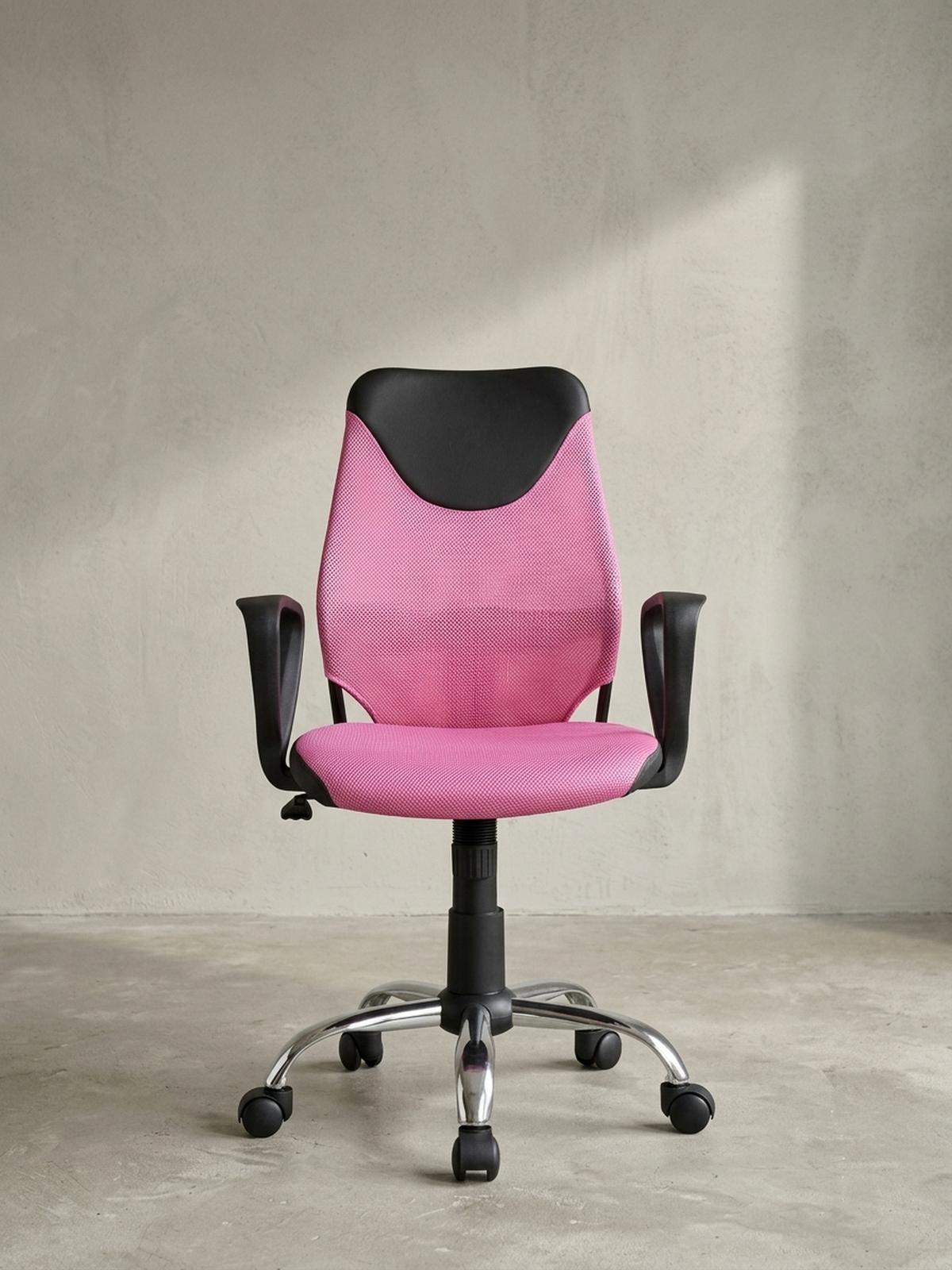 JUGENDDREHSTUHL Nylon Ergonomisch Höhenverstellbar DAVOS, Rosa 60x60x101 cm - Silberfarben/Schwarz, Textil/Metall (60/101/60cm) - KADIMA DESIGN