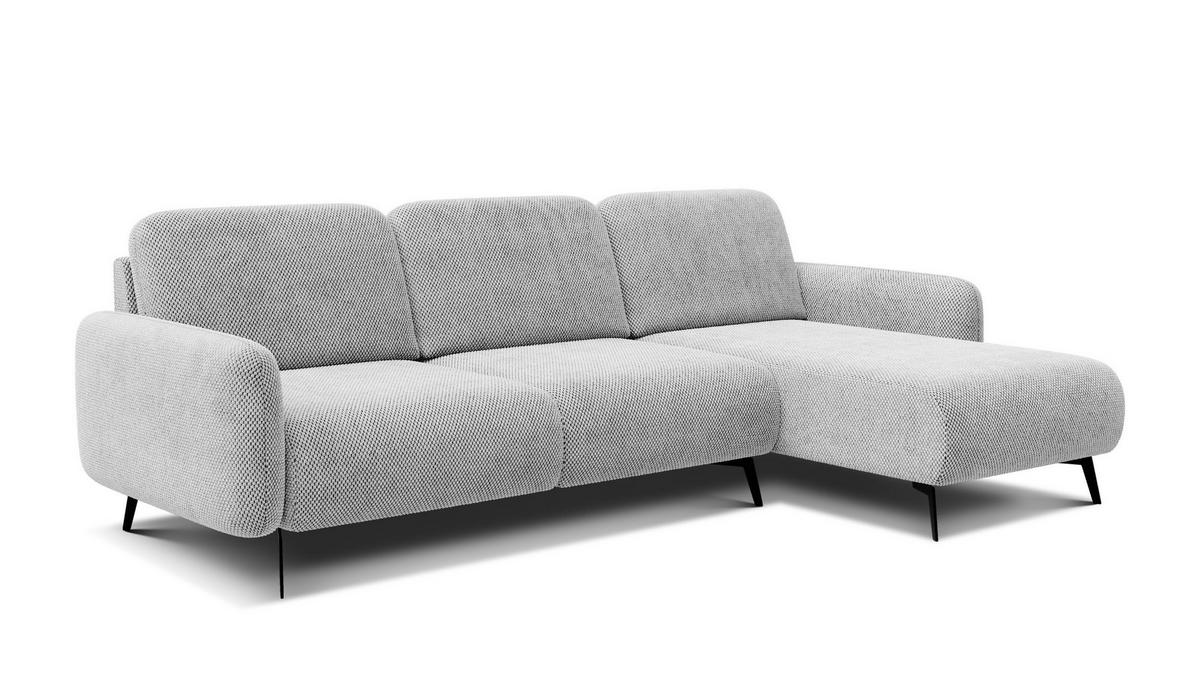 ECKSOFA FEBE 4-Sitzer rechts, hellgrau - Hellgrau/Schwarz, Holz/Textil (264/157cm) - Wozimo
