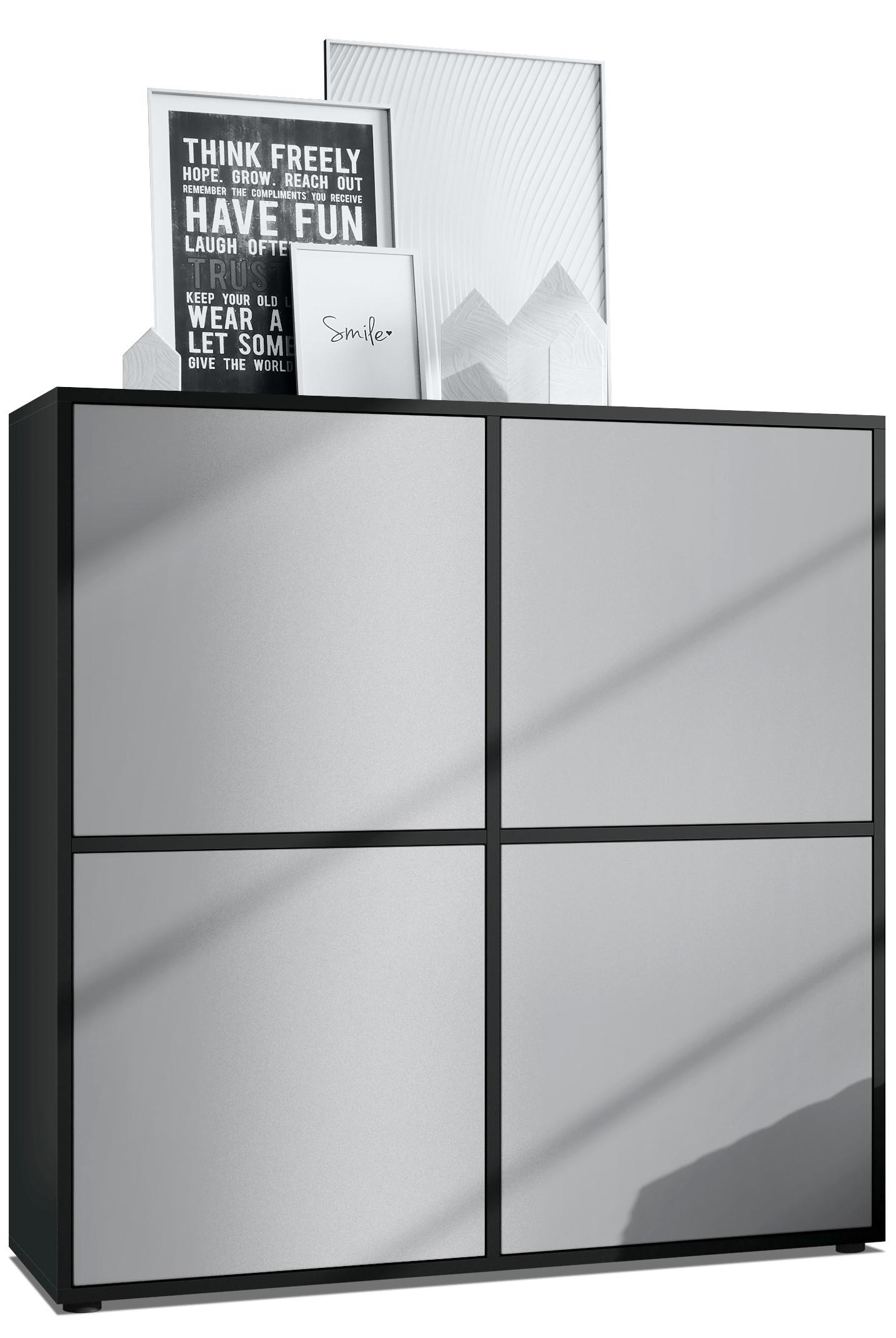 HIGHBOARD Cuba Türen in Hellgrau seidenmatt - Greige, Holzwerkstoff (104/105.5/35.5cm) - Vladon
