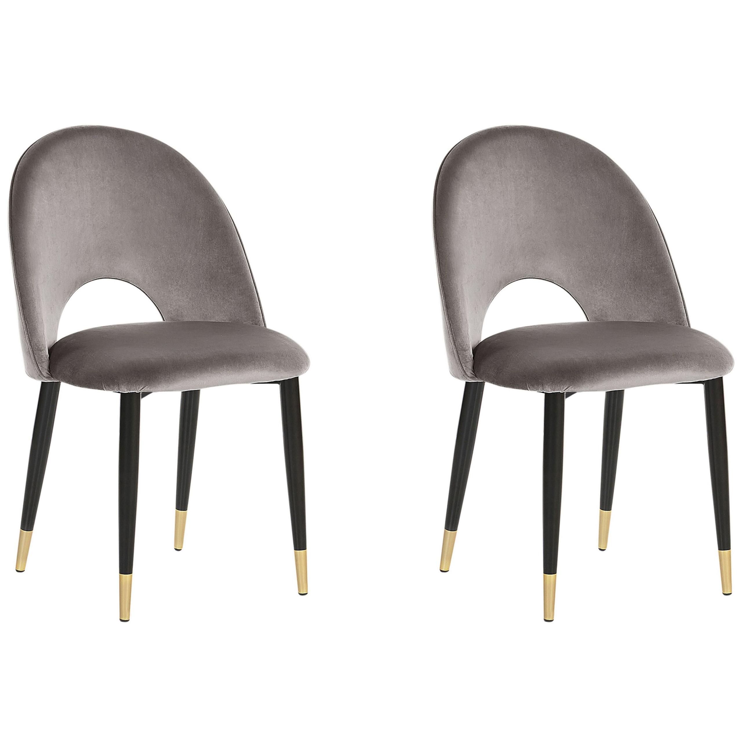 ESSZIMMERSTUHL 2er-Set Samtstoff Grau Magalia - Grau, Textil/Metall (47/84/45cm) - Beliani