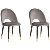 ESSZIMMERSTUHL 2er-Set Samtstoff Grau Magalia - Grau, Textil/Metall (47/84/45cm) - Beliani