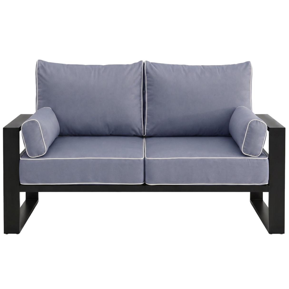 LOUNGESOFA 2-Sitzer Verdino mit Metallrahmen 150 cm Blaugrau - Blaugrau, Metall (150/90/87cm) - Beautysofa