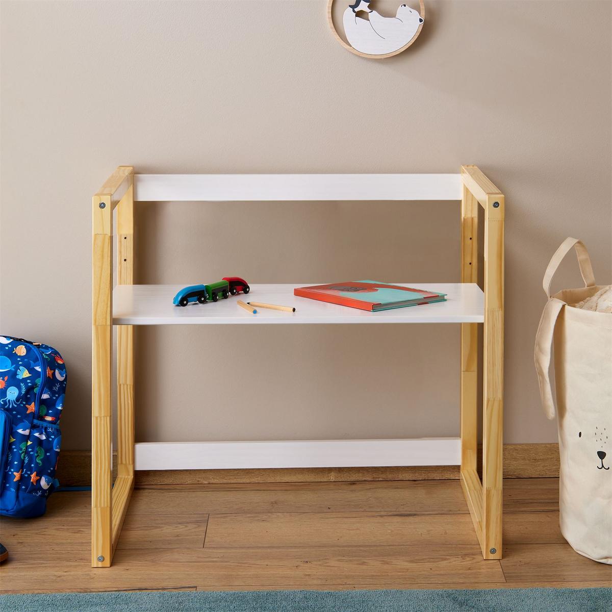 KINDERSCHREIBTISCH SUZA - Naturfarben/Weiß, Holz (80/76/48cm) - IDIMEX