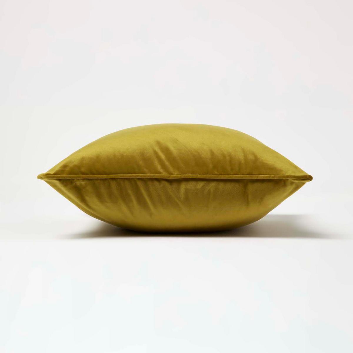 KISSENHÜLLE Samt mit Paspel – gold 46/46 cm - Goldfarben, Textil (46/46cm) - Homescapes