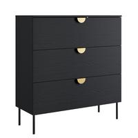 SIDEBOARD Brunelli 3S Schwarz 100/100,7/40 cm – mit geräumigen Schubladen - Schwarz, Holzwerkstoff/Metall (100/100.7/40cm) - AX Living