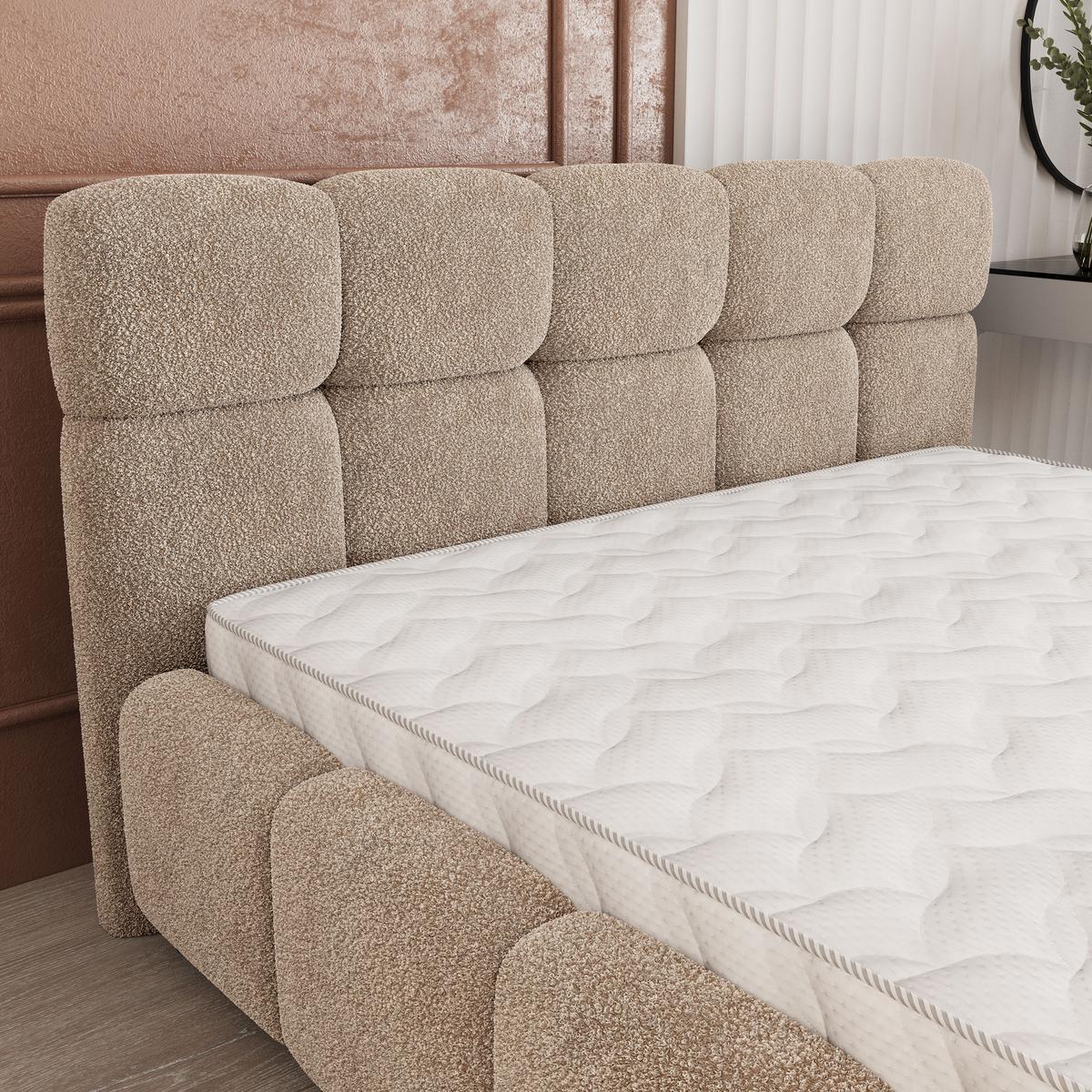 POLSTERBETT FARU Q 160x200 cm mit Bettkästen - Beige - Beige, Holz (160/200cm) - MASSENO