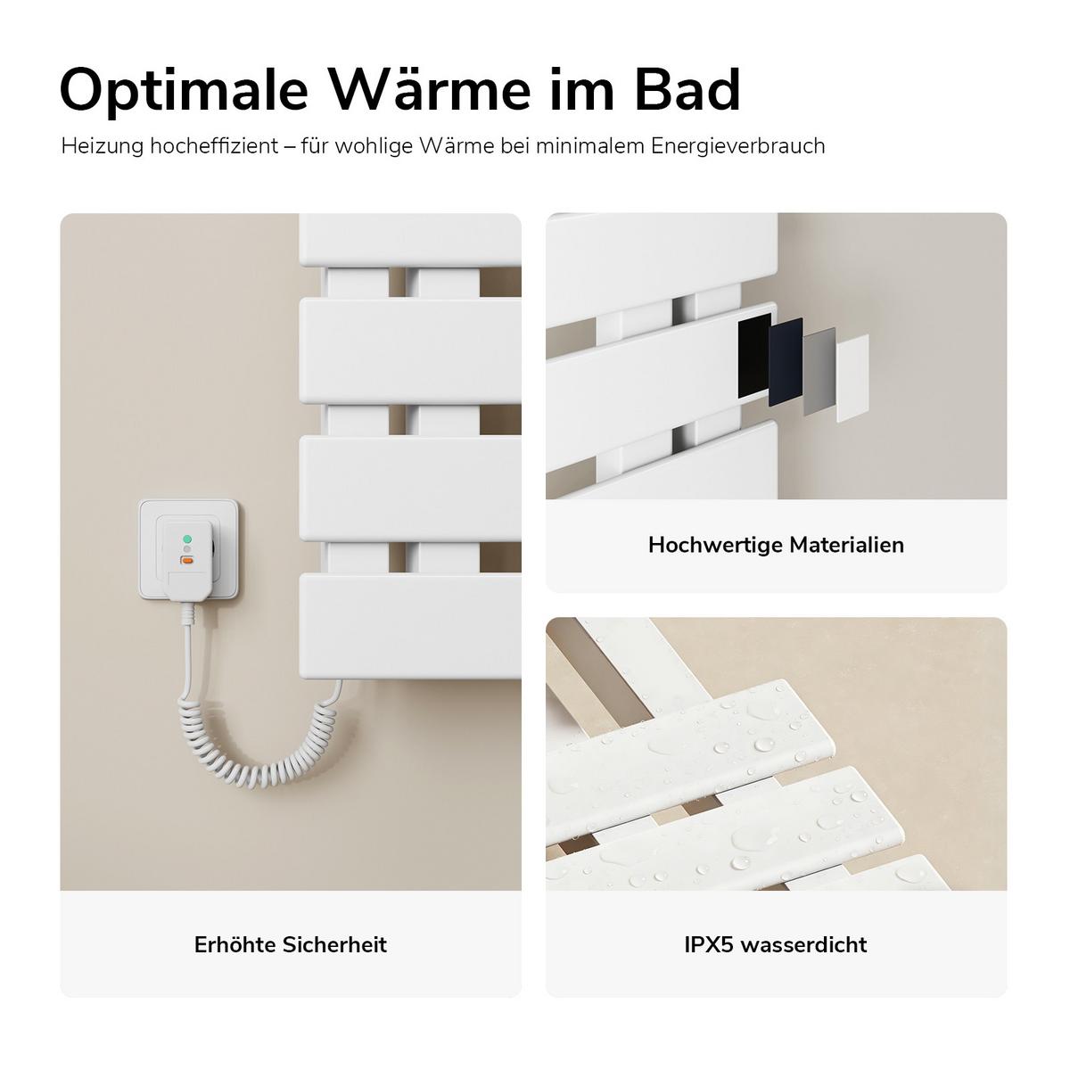 HEIZKÖRPER Elektrisch WLAN Thermostat Weiß Rechtsanschluss 100/50 cm - Weiß, Metall (50/100/11cm) - EMKE
