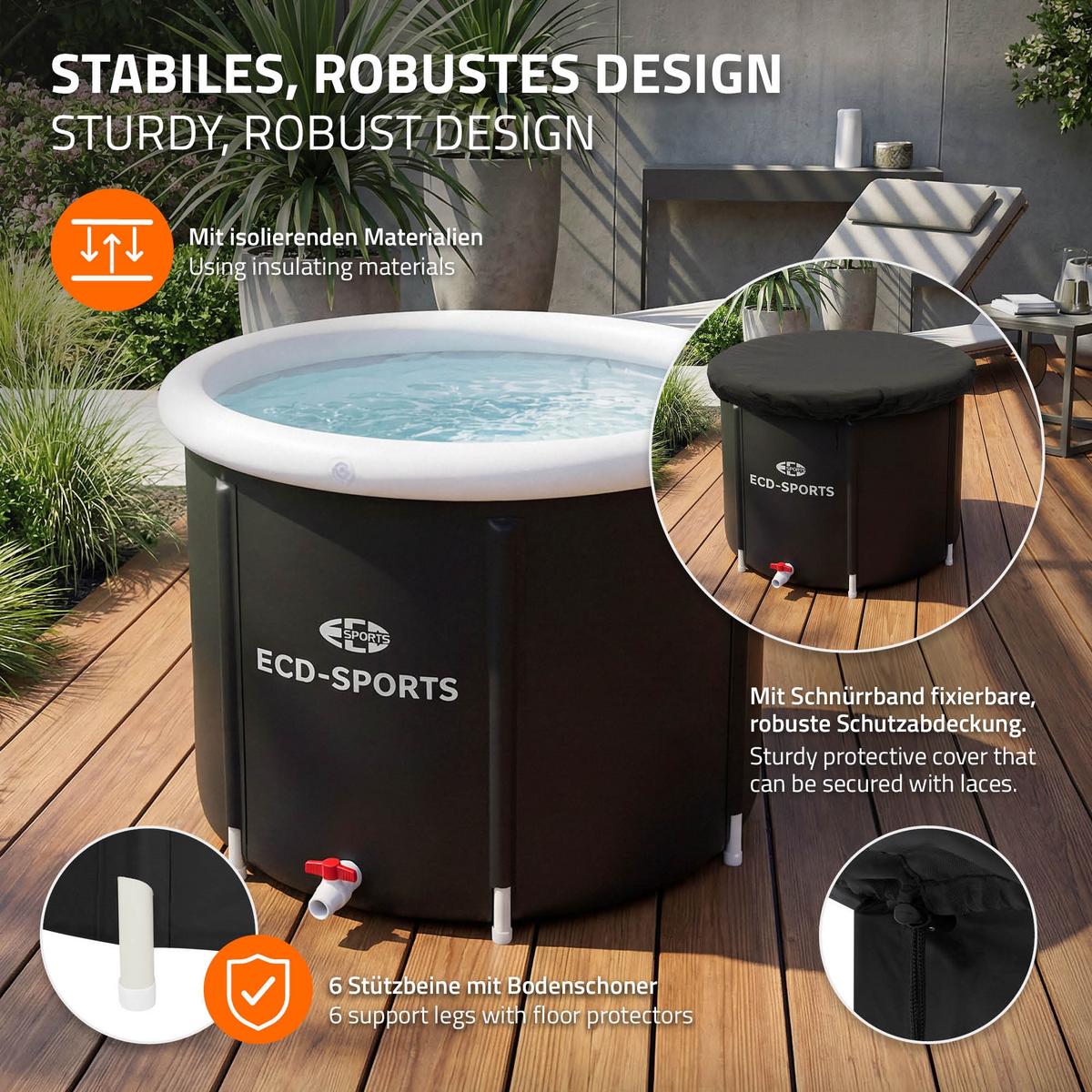 EISBAD Ø80 cm 350L Schwarz-Weiß aus Oxford-Gewebe - Schwarz, Kunststoff (80/75/80cm) - ECD-Germany