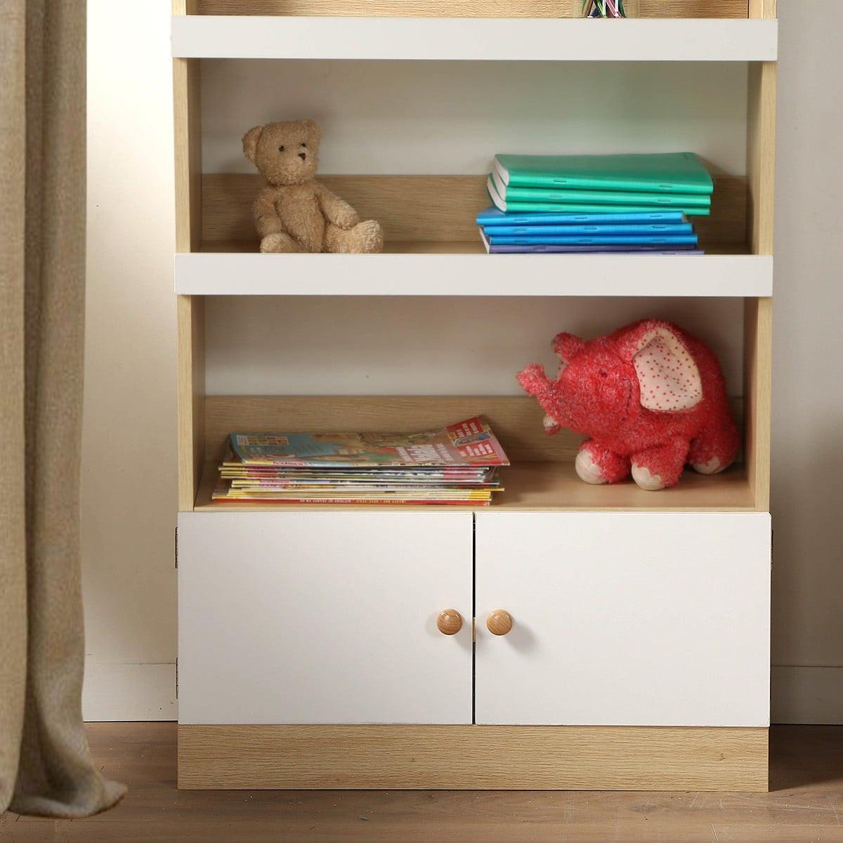 AUFBEWAHRUNGSREGAL mit 2 Türen für Kinder 106/25,5/62,8 cm - Eschefarben, Holzwerkstoff (25.5/106/32cm) - Calicosy