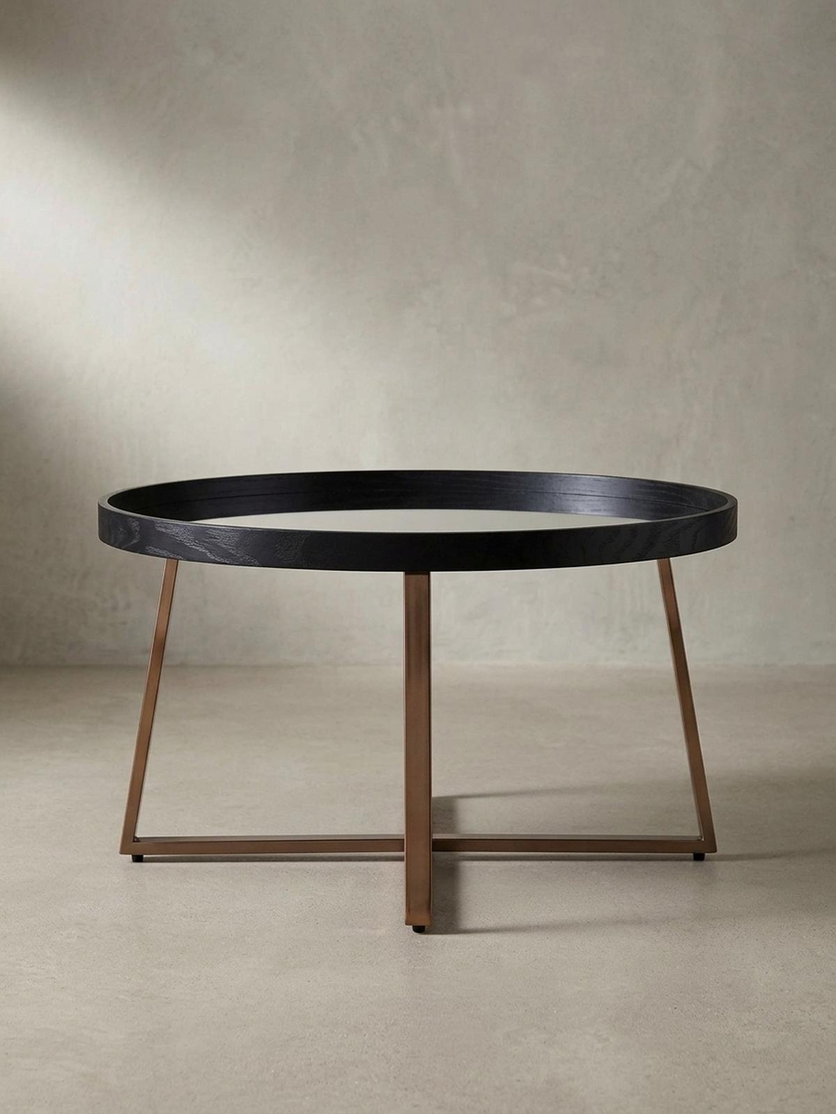 COUCHTISCH Rund in Gold, Material aus Metall und Glas, 78x42,5 cm - Goldfarben/Schwarz, Glas/Metall (78/78/42cm) - KADIMA DESIGN