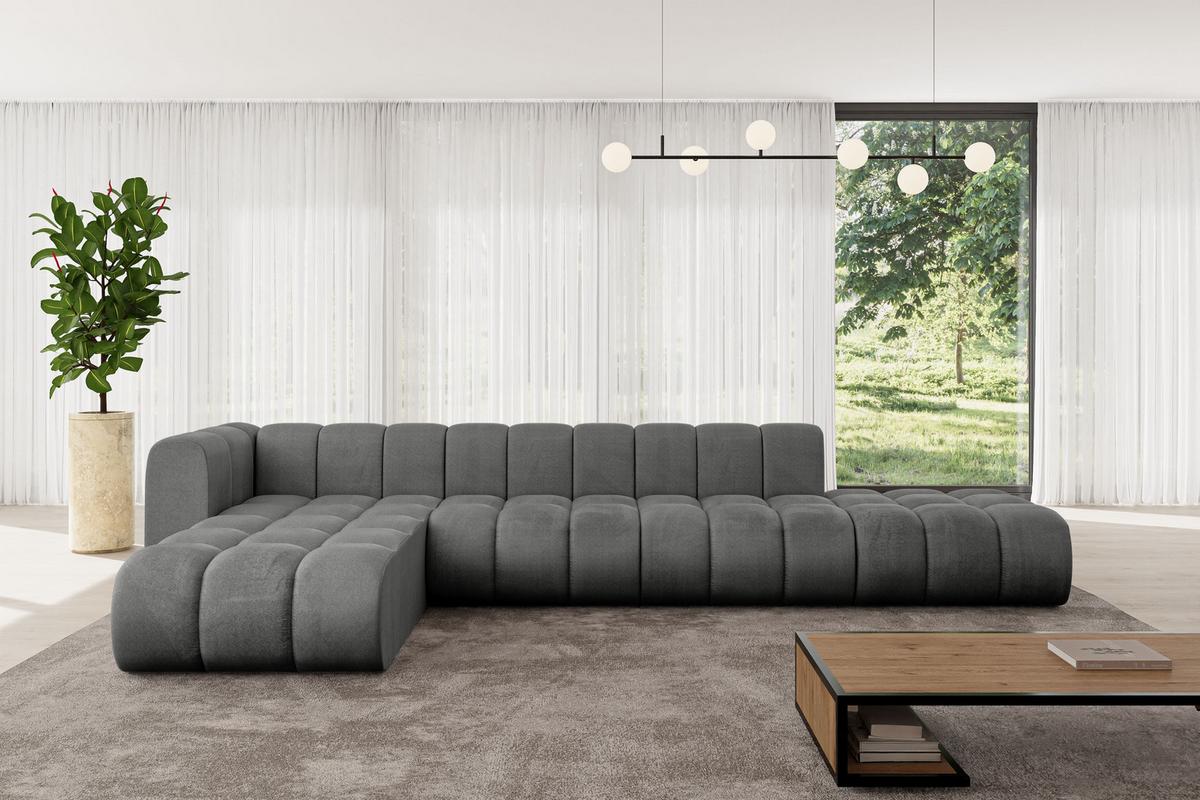 ECKSOFA modulares Sofa Zuvon-L2 - 387x177x70 cm Dunkelgrau - Dunkelgrau, Holzwerkstoff/Textil (387/177cm) - ALTDECOR