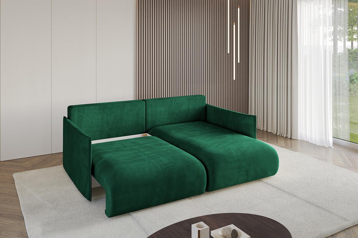 ECKSOFA Ottomane rechts ONESK-L 216x177x72 Dunkelgrün Velours - Dunkelgrün, Holzwerkstoff/Kunststoff (177/216cm) - ALTDECOR