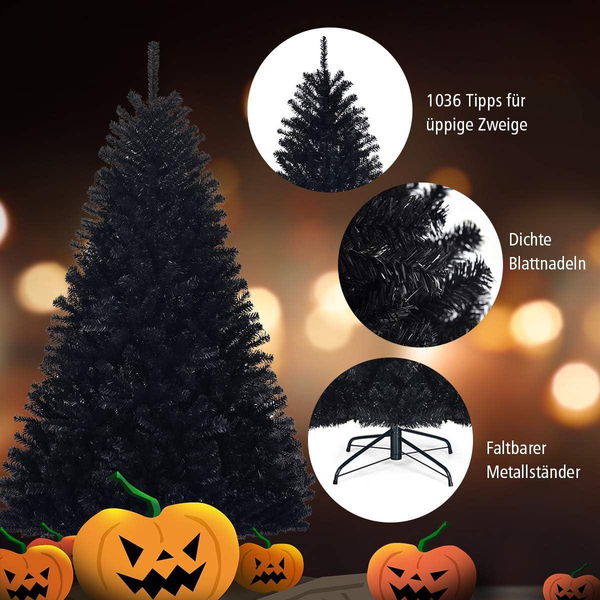 WEIHNACHTSBAUM Schwarz - Schwarz, Kunststoff (180cm) - COSTWAY