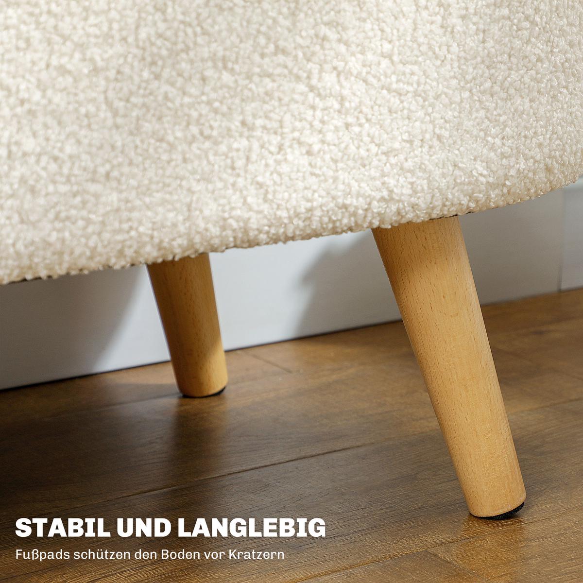 TRUHENBANK mit Deckel Teddysamtoptik - Weiß, Kunststoff (41/45/82cm) - HOMCOM