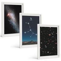 BILDER SET 3er Set - 40x60 cm Weißer Rahmen - Galaxie im Sternbild Jungfrau - Weiß, Kunststoff (40/60cm) - TULUP