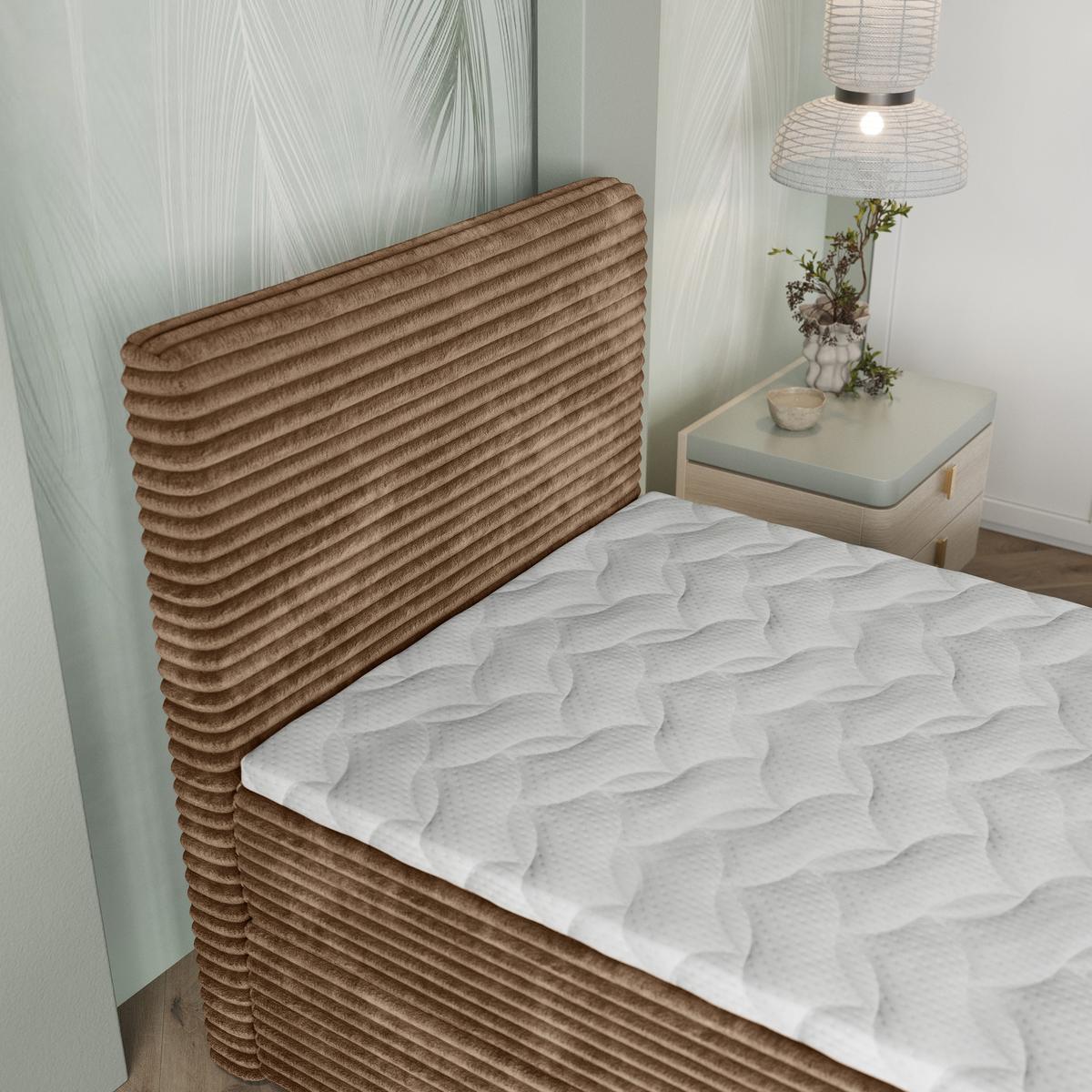 BOXBETT PISA 80 80x200 cm mit Matratze und Topper, H2+H3 - Beige - Beige, Holz (80/200cm) - MASSENO