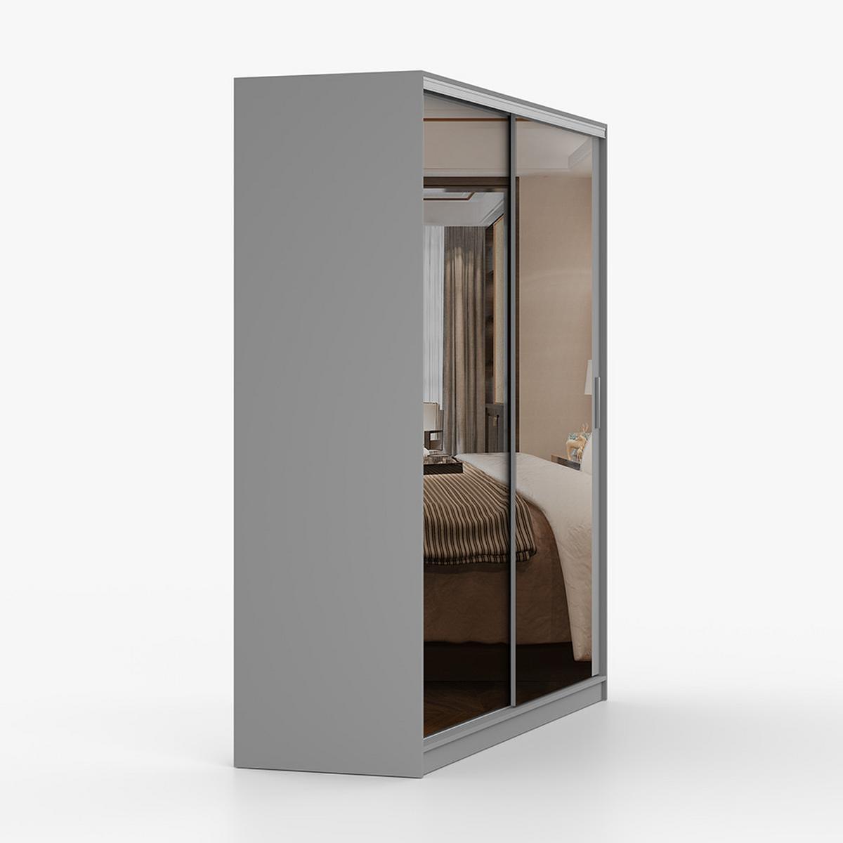 KLEIDERSCHRANK Tokyo M 203 cm, 203/215/58, 2-türig, grau - Grau, Holzwerkstoff (203/58/215cm) - imoebel24