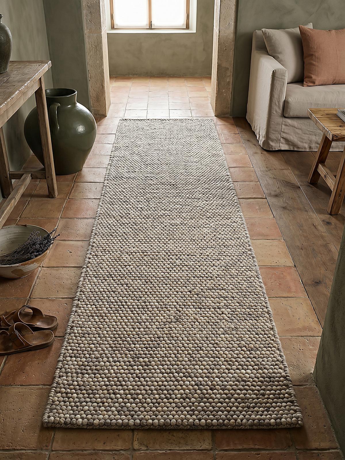 WOLLTEPPICH handgewebt MEDWAY, einfarbig, Beige, 60 x 230 cm - Beige, Textil (230/60cm) - KADIMA DESIGN