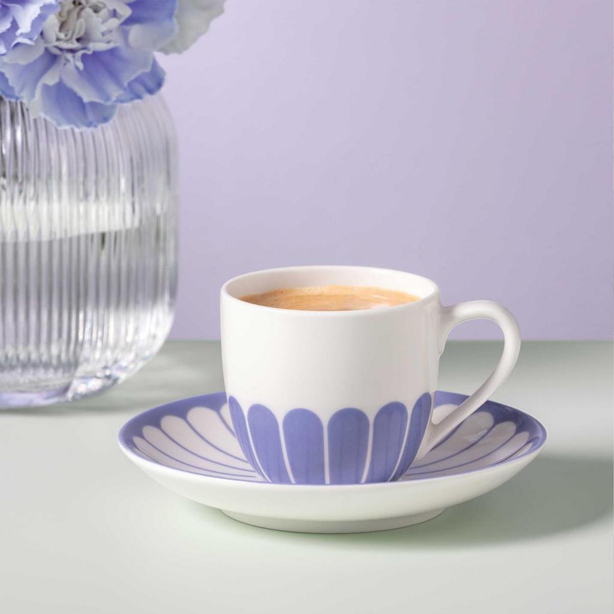 ESPRESSOTASSEN MIT UNTERTASSEN Fleur Couleur Bleu 70 ml 6er Set - Blau, Keramik (11.7/8/11.7cm) - Villeroy & Boch