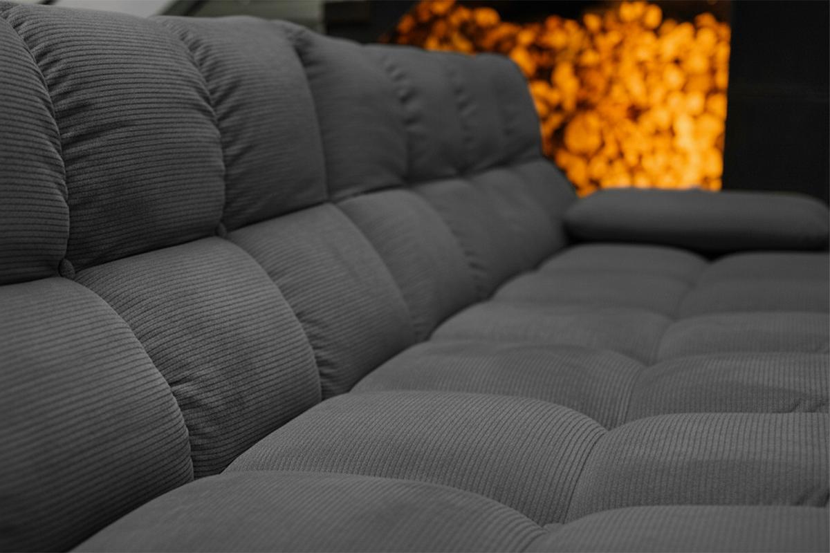 ECKSOFA VIVIEN Anthrazit Cord - Anthrazit/Schwarz, Kunststoff/Textil (290/178cm) - KAWOLA