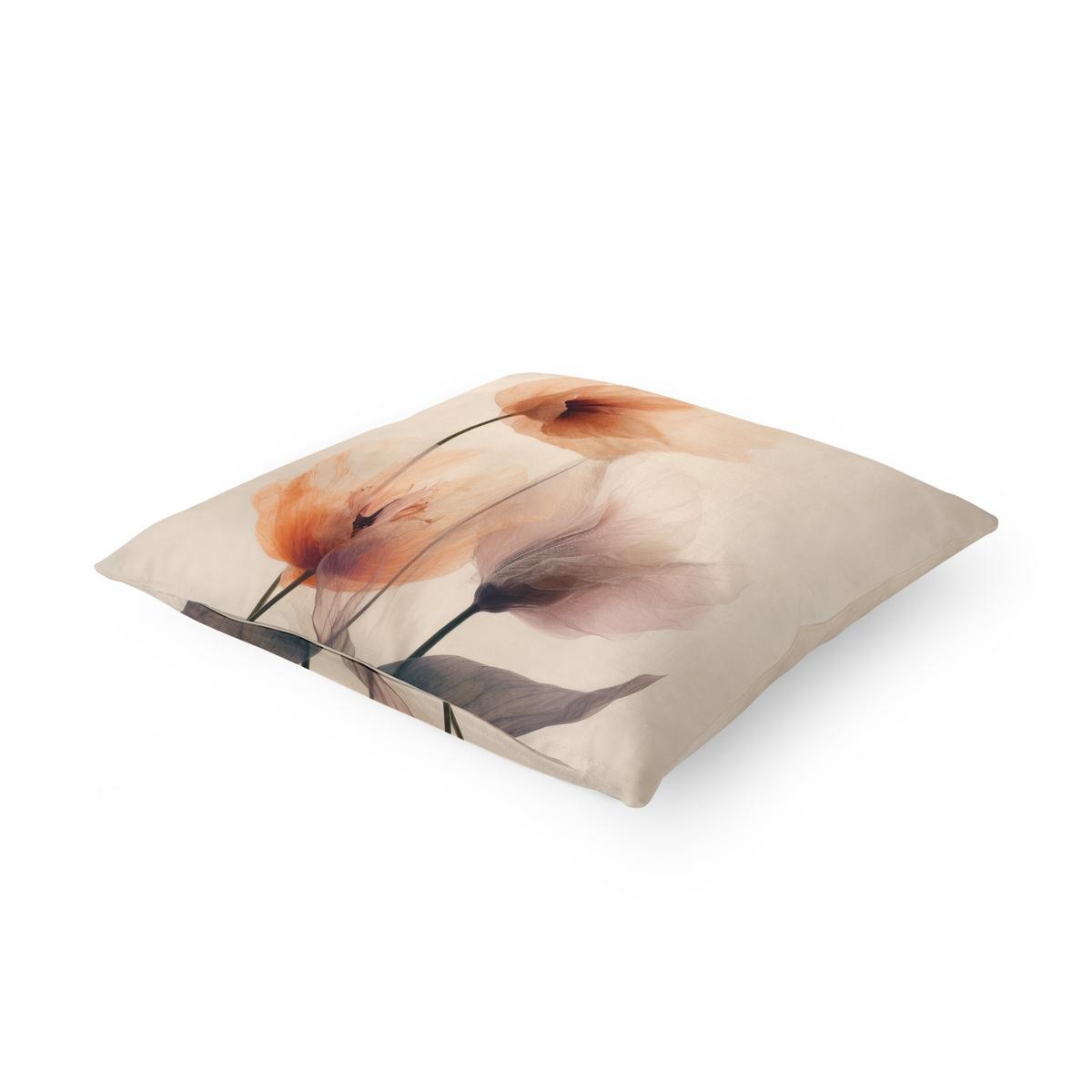 DEKOKISSEN Pergamentblumen I 40/40 cm - Beige, Textil (40/40/10cm) - Bilderwelten