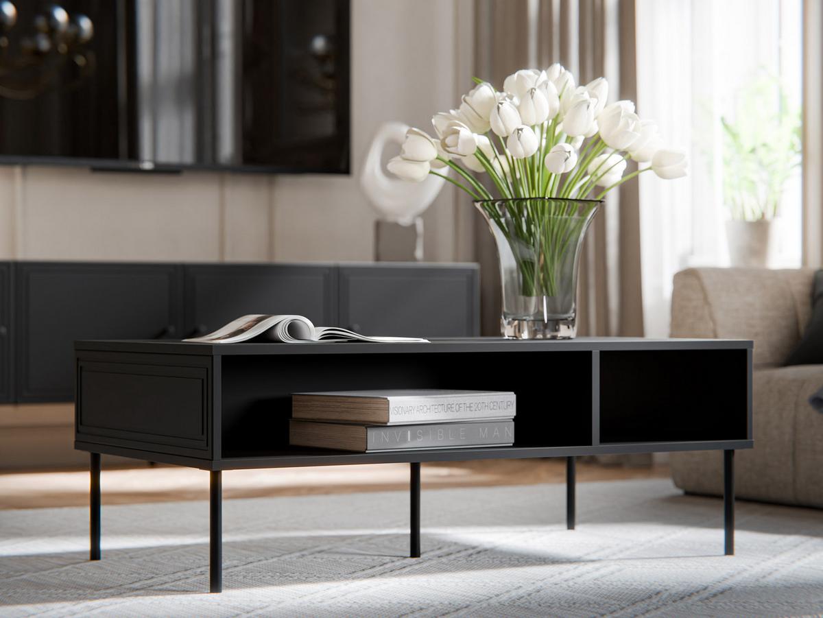 COUCHTISCH Palazzo Bis - Schwarz, Holzwerkstoff/Metall (60/110/40cm) - MIRJAN24