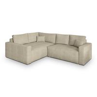 ECKSOFA ERONIS L-S Creme Kordstoff mit Schlaffunktion - Creme, Holz (265/194cm) - MASSENO