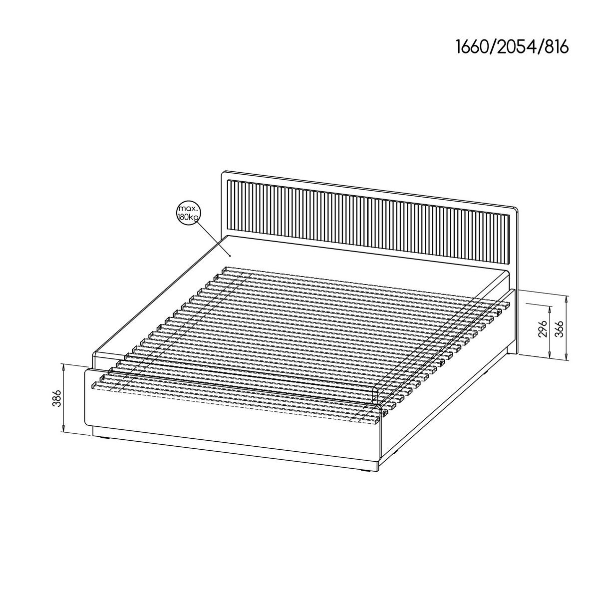 BETT Piano, Doppelbett 160×200, Mattschwarz + Warmia-Nussbaum - Dunkelbraun/Schwarz, Holzwerkstoff (160/200cm) - Beautysofa