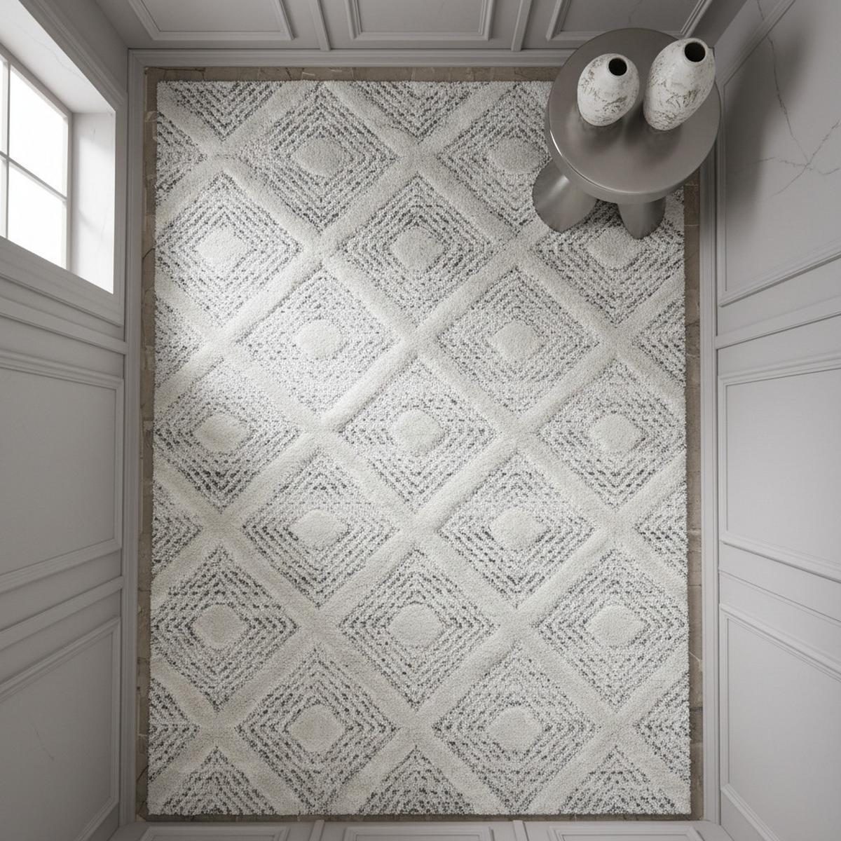 TEPPICH Hochflor EISACK in Grau, geometrisch, aus Polypropylen, 60 x 110 cm - Grau, Textil (110/60cm) - KADIMA DESIGN