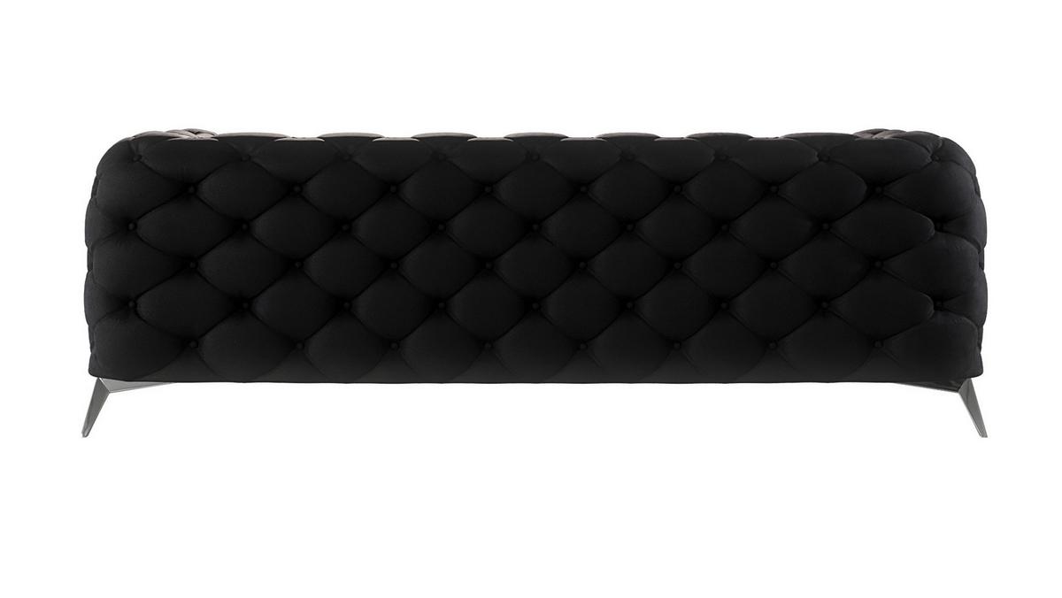 CHESTERFIELD-SOFA 3-Sitzer Laura Schwarz Samt - Silberfarben/Schwarz, Holz/Textil (225/75/100cm) - S-Style Möbel
