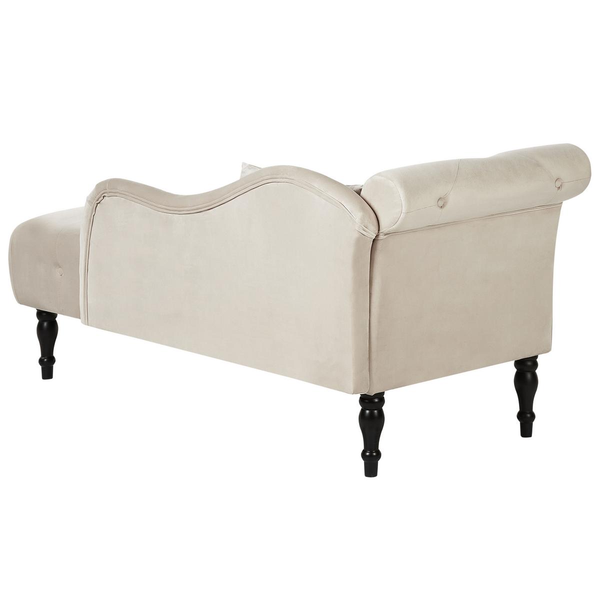 CHAISELONGUE-LINKSSEITIGE Samtstoff Hellbeige Ivry - Beige/Schwarz, Textil (152/72/62cm) - Beliani